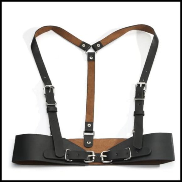 Adjustable PU Leather Harness Belt Punk Gothic Waist Belt Edgy Fashion Accessory main image 4